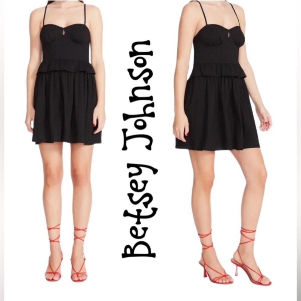 NWOT Betsey Johnson Black ruffle waist Dress M